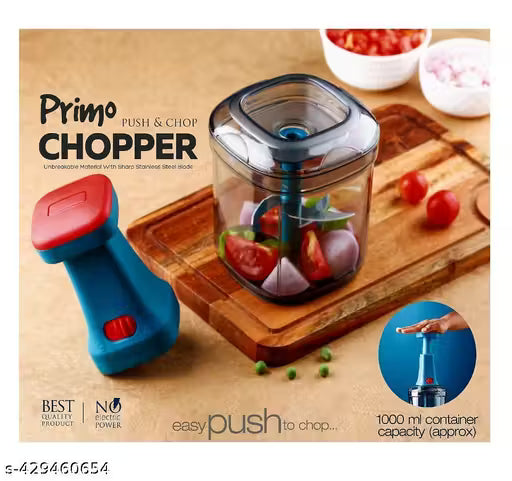 Culinary Crafts 1000ml 6 Blade Hand Food Chopper | Stainless Steel | Quick Vegetable & Fruit Cutter