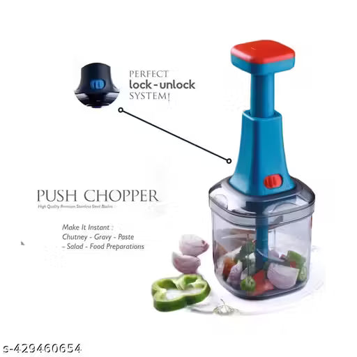 Culinary Crafts 1000ml 6 Blade Hand Food Chopper | Stainless Steel | Quick Vegetable & Fruit Cutter