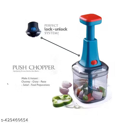 Culinary Crafts 1000ml 6 Blade Hand Food Chopper | Stainless Steel | Quick Vegetable & Fruit Cutter